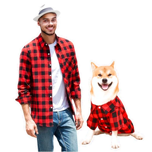 Harbyel Dog Shirts Plaid Dog Shirt Dog Clothes for Small Medium Large Dogs Owner and Pet Shirts are Sold Separately