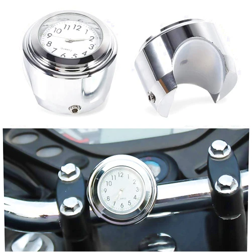Keenso Waterproof Universal Motorcycle Handlebar Clock Digital White Motorbike Handlebar Clock Watch for most of the motorcycle with 7/8