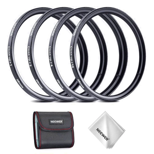 NEEWER 58mm Macro Close Up Lens Filter Kit (+1, 2, 4, 10), 4 Pieces of Magnifying Filters with Storage Pouch for Macro Photography, Compatible with 49mm Canon Nikon Sony Fujifilm Camera Lenses