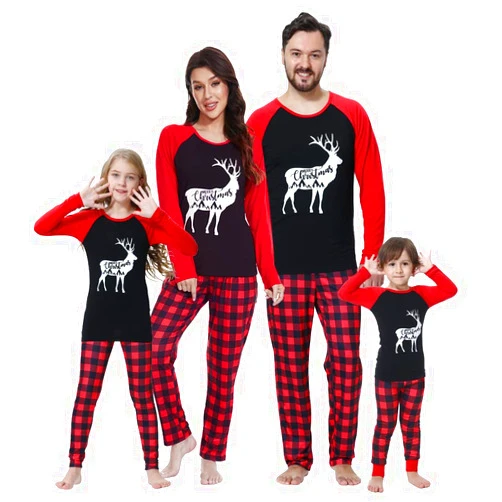 YIJIU Christmas Pajamas Cute Deer Print Long Sleeve Totem PJS Set