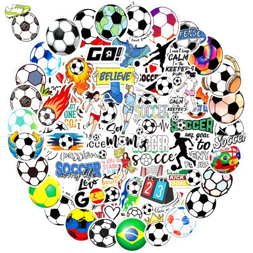 TLOPL 100 PCS Soccer Stickers, Vinyl Waterproof Sticker for Water Bottles Laptop Scrapbook, Soccer Gifts for Girls Boys, Soccer Party Favor and Christmas Stocking Stuffers