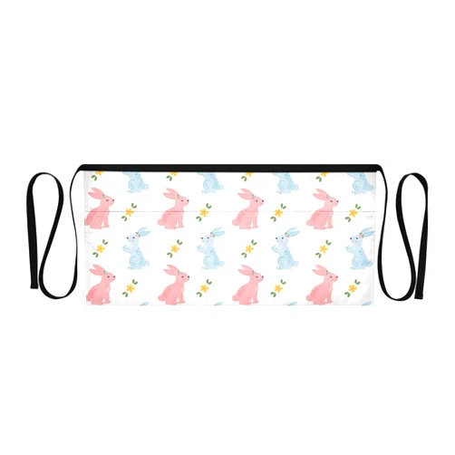 Selerdon Rabbits Bunny Floral Server Apron Half Waist Aprons Chef Apron for Women Men Home Cooking