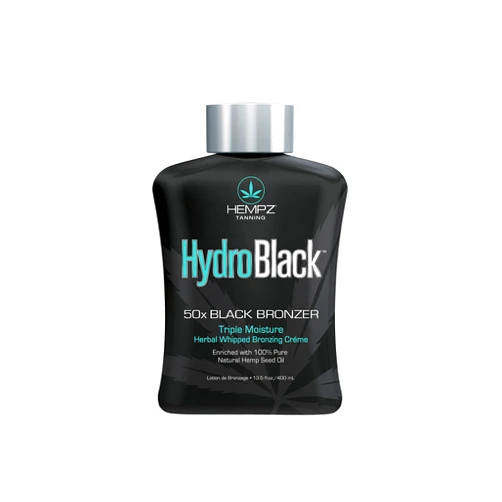 HEMPZ Hydroblack 50X Black Bronzer - Herbal Moisturizing Self Tanning Lotion for Tanning Beds, Beach, Sun 13.5 Fl OZ