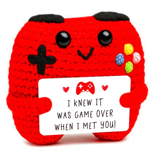 Busy Gaming Life Handmade Crochet Game Controller, Birthday Gifts for Him Her, Romantic Gift for Couples Mothers Day, Valentine’s Day, Anniversary, Room Décor for Boyfriend Girlfriend, Gaming Room Accessories Stuff