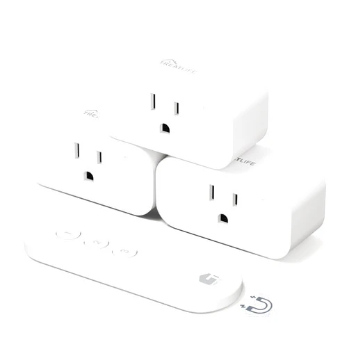 TREATLIFE Wireless Remote Control Outlet (3 Outlets + 1 Remote), Electrical Outlet Switches for Lights, Fans, Christmas Lights, Household Appliances, 1800W/15A Wireless Light Switch, 100ft RF Range