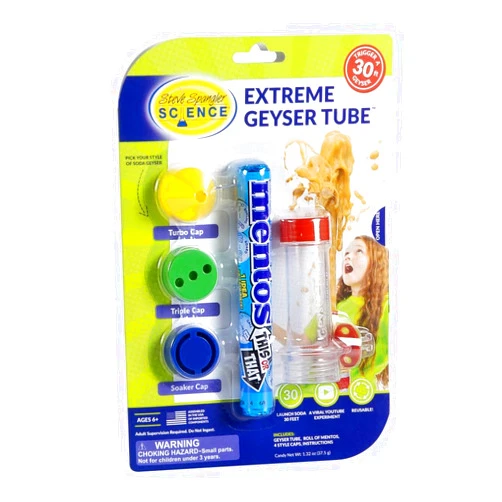 Steve Spangler Science Extreme Geyser Tube - Science Kit for Kids - Mentos & Soda Lab Experiment - Includes Tube, Candy, & Unique Spray Caps - Chemistry Magic - Classroom STEM Project
