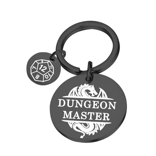 PLITI Gamer Gift Dungeon Masters Fans Gift Dice Black Keyring RPG Gift The Tabletop Gamers Gifts Funny DND Gift for Gamer