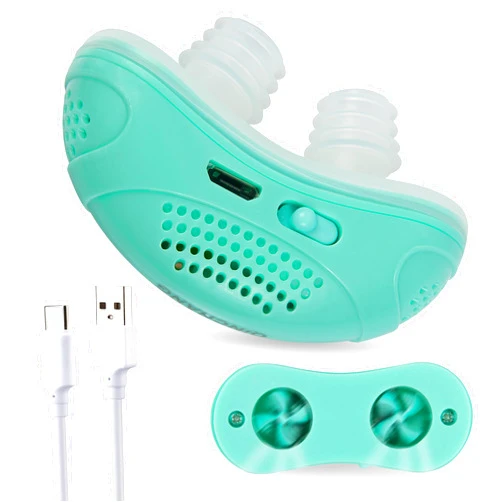 ZLYSYCM Electric Anti Snoring Devices, Mini Machine, Airing Micro for Travel, Sleep Apnea Devices, Snoring Solution for Men and Women, Suitable for All Nose Shapes (Mint Green)
