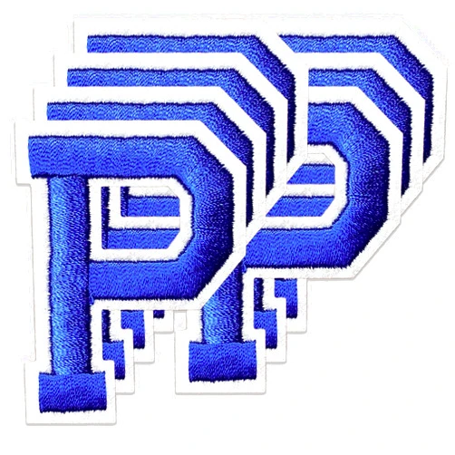 Oli and Alex Iron On Letters 2.4 inch - 7 pcs of P Blue Patches Letters for Clothing - Super Glue - No sew Needed - Embroidery Alphabet Football Team School University - Blue, P