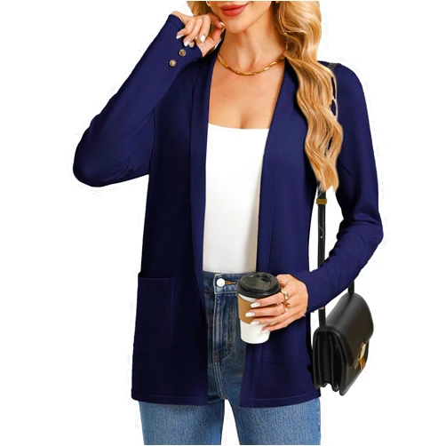 GRACE KARIN Long Cardigans for Women, Long Sleeve Open Front Cardigan Sweaters, Lightweight Spring Jacket with Pockets