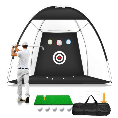 TOHIFER Golf Practice Net, 10x7ft Golf Hitting Aids Nets for Backyard Driving Chipping, Home Golf Swing Training with Targets /1 Golf Mat / 5 Golf Balls / 1 Golf Tees/Bag - Men Indoor Outdoor Sports Game