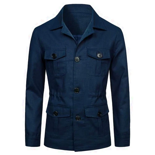 Suncolour Men's Safari Jacket Lightweight Safari Casual Jackets Men Vintage Button Up Outdoor Safari Outwear