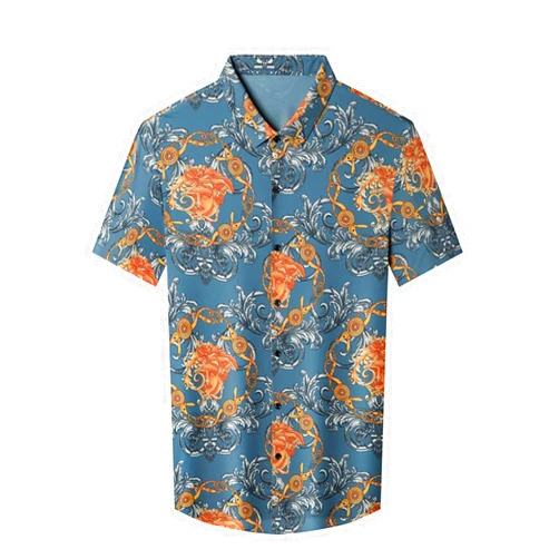ZORQ Mens Funky Flowers Shirt, Print Golf Shirts, Dry Casual Button Down Short Sleeve, Beach Hawaiian Shirt, Ice Silk Thin Shirts (Color : Green, Size : X-Large)