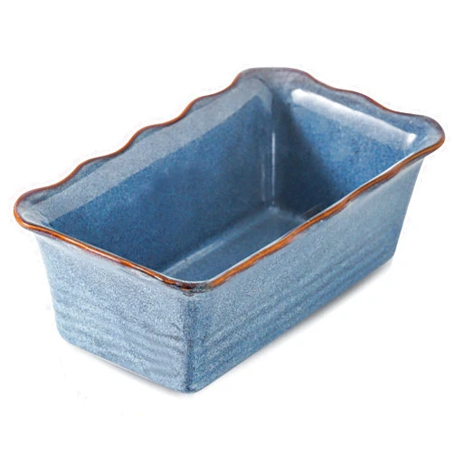 HVH Ceramic Loaf Pan for Baking Bread, Rectangular Baking Bread Loaf Pan, 9 x 5 inch Bread Pan, Bread Baking Pan for Cooking, Wave Series, Farmhouse Style (Wabi sabi)