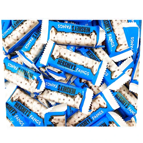Tundras HersheyCookies & Creme Fangs Halloween Candy - 2 Pounds Approx. 70 Pieces - Individually Wrapped Bulk Chocolate Candy - Perfect Treats for Kids - Cookies & Creme Chocolate Candy