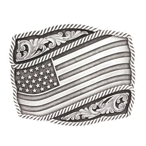 Montana Silversmiths Classic Impressions Waving American Flag Attitude Buckle