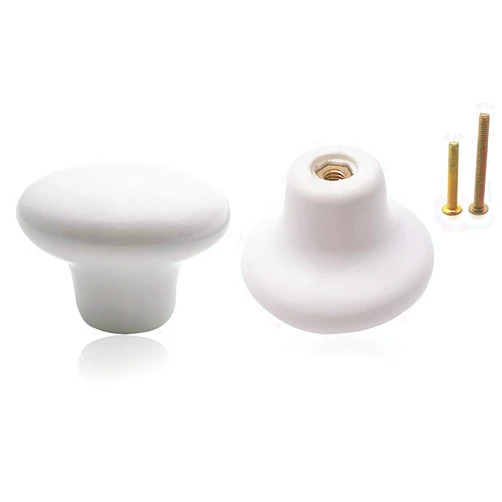 M MIMHOOY 8 Pack White Ceramic Cabinet Knobs Round Shape Drawer Knob Kitchen Cupboard Pull Handle with Screws