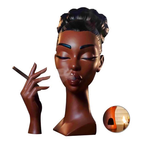 Lspsiki Headscents-Head Incense Burner Black Woman, Head Incense Burner Black Woman, Solange Head Scents Burner Black Women Face, Headscents Incense Holder for Bedroom, Livingroom, Home Decor(A1)