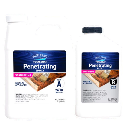 TotalBoat Clear Penetrating Epoxy Wood Sealer Stabilizer for Rot Repair and Restoration (1.5 Quart, Traditional)