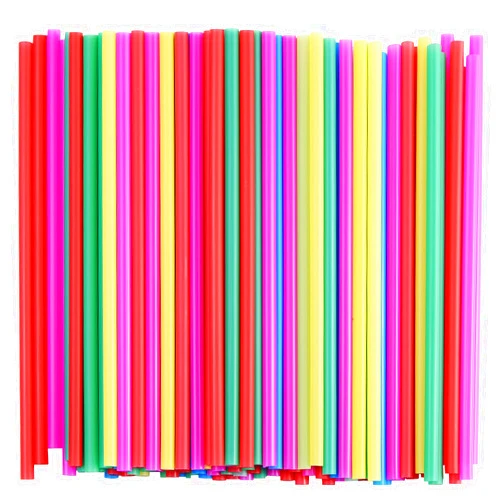 ALINK 8mm Wide Assorted Bright Colors Smoothie Straws, Fat Plastic Disposable Drinking Straws, Pack of 100