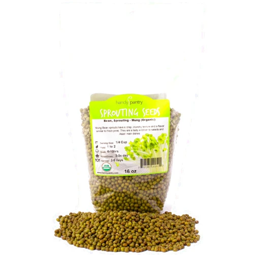 Handy Pantry Mung Bean Sprouting Seed: 1 Lb - Organic, Non-GMO - Handy Pantry Brand - Dried Mung Beans for Sprouts, Garden Planting, Chinese & Asian Cooking, Soup & More