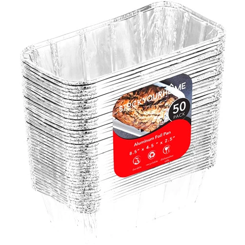 Stock Your Home 2 Lb Aluminum Foil Mini Loaf Pans (50 Pack) Disposable Small Loaf Pan – 2 Pound Baking Tin Liners, Perfect to Bake Cakes, Bread Loaves, and Meat - 8.5 x 4.5 x 2.5