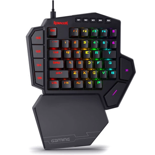 Redragon K585 DITI Wired One-Handed RGB Mechanical Gaming Keyboard, 42 Keys Type-C Professional Gaming Keypad w/Upgraded Hot-Swappable Socket, 7 Onboard Macro Keys & Detachable Wrist Rest