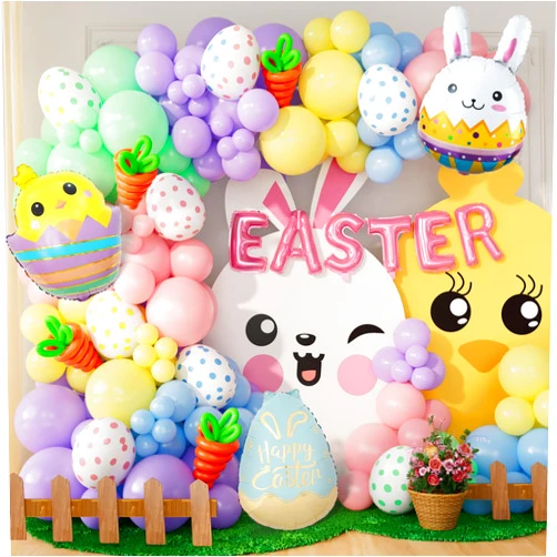 Bonropin Easter Balloon Arch Kit – 126pcs Pastel Rainbow Balloons with Bunny Foil & Easter Egg Balloons for Birthday, Baby Shower, Wedding, Gender Reveal Decor