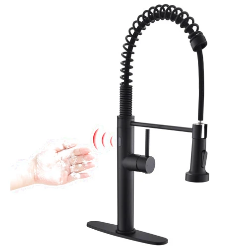 Fapully Black Kitchen Faucet with Pull Down Sprayer,Touchless Motion Sensor Single Handle Faucet for Kitchen Sink