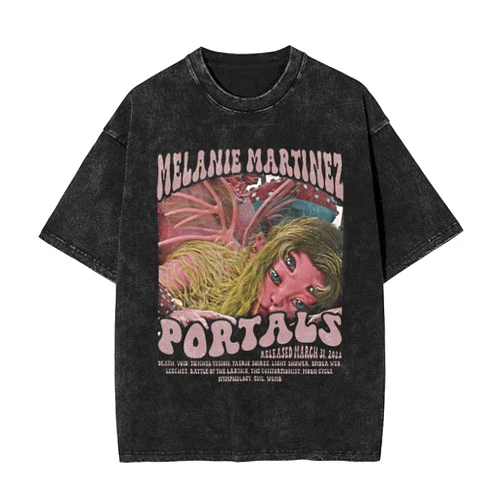 HEILUTKEW Melanie and Martinez Men and Women Retro Casual Fashion Cotton Round Neck Short Sleeve T-Shirt Black