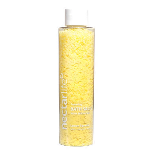 Nectar Bath Treats Foaming Bath Salt - Epsom Salts - Peppermint Aromatherapy - 4.6 oz - Moisturizing - Relaxing - Vegan - Paraben Free (Lemon Squeeze)