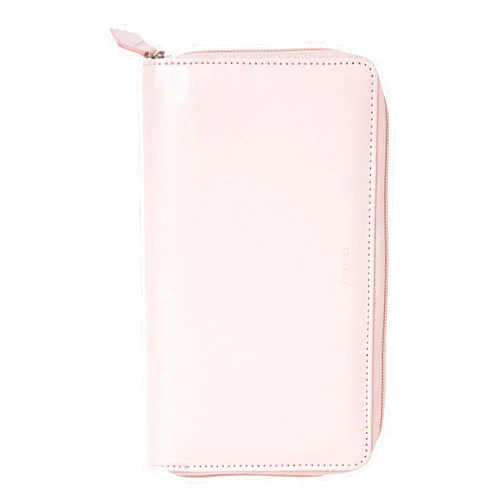 Filofax Saffiano Zip Organizer, Personal Compact Size, Blush - Cross-Grain, Leather-Look, Six Rings, Week-to-View Calendar Diary, Multilingual, 2024 (C022699-24)