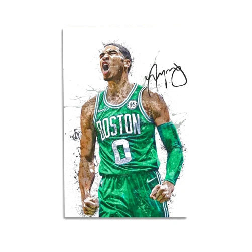 HPDT Jayson Tatum Signed Poster Wall Art Picture Home Living Room Bedroom Office Sports Club The Boys Painting Gift. Unframe-style-9, 12x18inch(30x45cm)