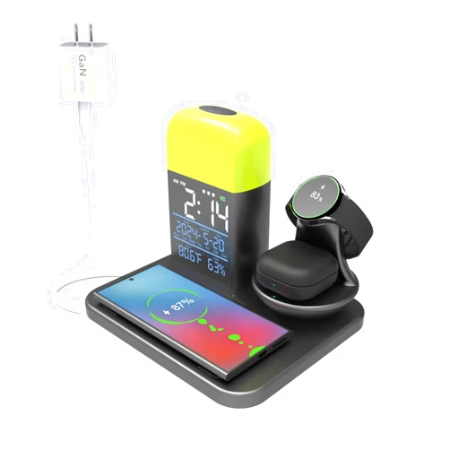 IMorde Wireless Charger for Samsung,3 in 1 Wireless Charging Station Compatible with Galaxy S24 Ultra S23 S22 S21 S20.for Galaxy Watch 7 6 5 4 Pro,Fast Charging with Digital Alarm Clock and Night Light