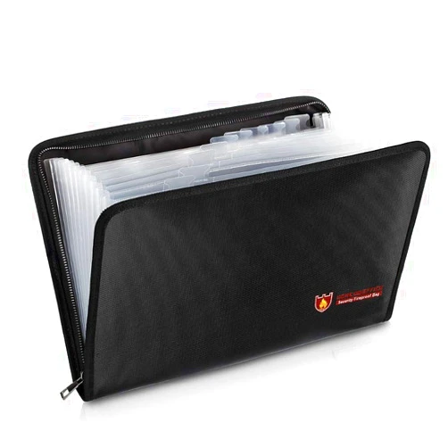 Hippolya Fireproof Document Bag File Folder Organizer Portable, Water Resistant Large Capacity Bill Organizer File Folder desktop with A4 Size 13 Pockets Zipper Closure Pouch Storage