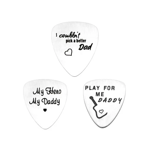 AGR8T Guitar Pick Dad Father Papa from Daughter Son Stainless Steel Pack of 3