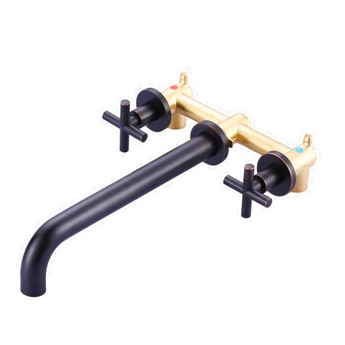 ARCORA Wall Mount Tub Filler: Oil Rubbed Bronze Bathtub Faucet Long Spout Reach 2 Cross Handles Tub Faucet with Brass Rough in Valve Included