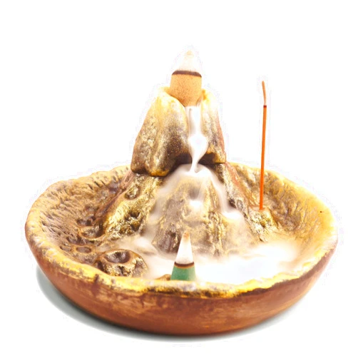 Mutochy Volcano Backflow Incense Holder,Ceramic Waterfall Incense Burner,with Backflow Incense Cones,for Meditation Yoga Room Meditation Home Décor (1)