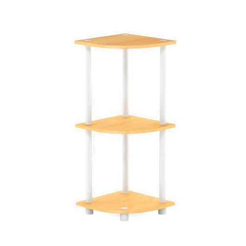 Furinno Turn-N-Tube 3-Tier Corner Display Rack Multipurpose Shelving Unit, Beech/White, Model:12077BE/WH