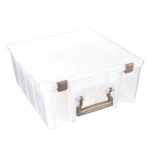 ArtBin 6899AZ Super Satchel Double Deep with Lift-Out Tray Storage Container, Portable Arts & Crafts Organizer with Removable Dividers, Clear
