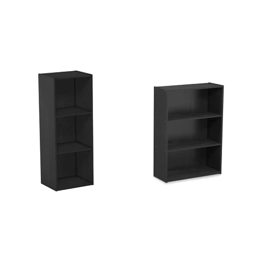 Furinno Bookcase and Shelf Storage Bundle (3-Tier, Blackwood) | (3-Tier, Americano)