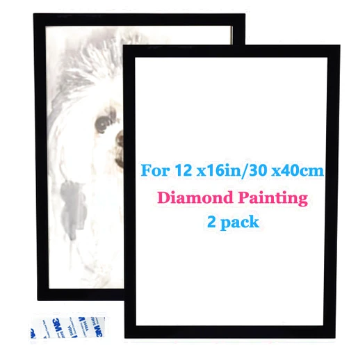 Czmag magnets Diamond Painting Frames,Self Adhesive Magnetic Poster Frames,Black Gold Kids Art Frame for Wall Deco,12 x 16in(30 x 40cm) Magnetic Picture Frame Set of 2(black)