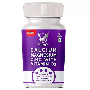 Leo Nutriscience llp Hoag's Calcium, Magnesium, Zinc with Vitamin D3 and B12 for Men and Women, Ideal for Bone Health, Sports Recovery and Joint Support.- 90 Vegetarian Tablets