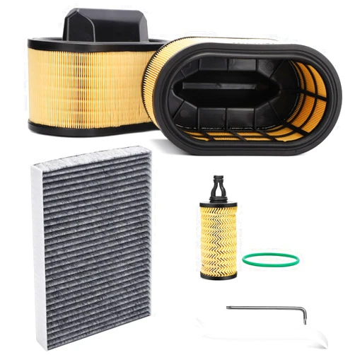 X4XZ 4PCS Engine Air Filter Air Filter + Oil Filter + Cabin Air Filter for 2014-2012 Maserati Ghibli, 2017-2022 Levante,2014-2020 Quattroporte Replace # 670001545, 670005021, 000311401
