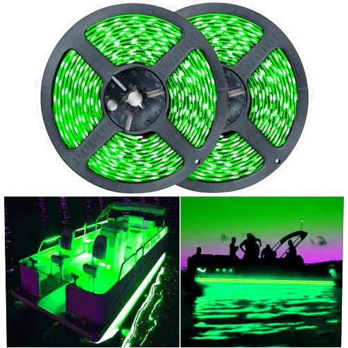 Seaponer Pontoon Boat Light, Marine Led Light Strip for Duck Jon Bass Boat Sailboat Kayak Flex Lighting for Boat Deck Light Accent Light Courtesy Interior Lights Fishing Night, Green, 12v