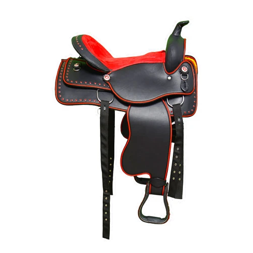 Y&Z Enterprises Western Barrel Racing Horse Saddle Synthetic with Tack Set (Headstall Breastplate Rein) and Saddle Pad Available Seat Size 12