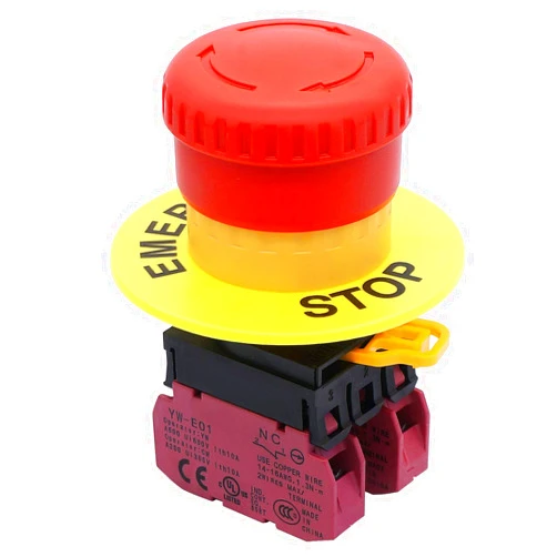 TWTADE / 22mm 2 NC Red Mushroom Latching Emergency Stop Push Button Switch 10A 600V YW1B-V4E02R