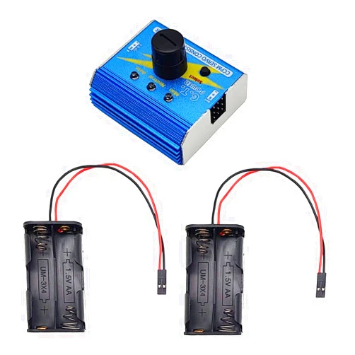 Haldzemo 1PC Power Servo Tester CCPM ESC Consistency Speed Controler Checker Digital Multi 3CH Tester Aluminum Shell + 2PCS 4 Cell AA Battery Holder Case with JR Connector (GT Servo Tester)