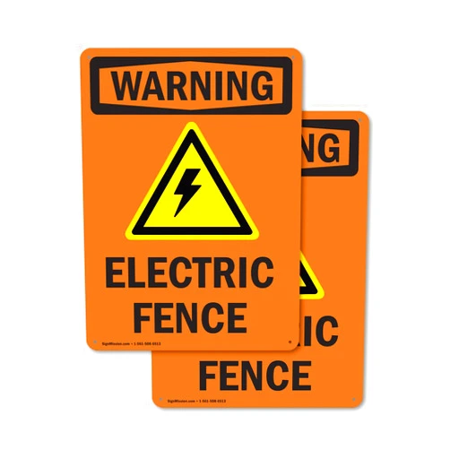 SignMission (2 Pack) Electric Fence With Symbol OSHA Warning Sign 7 Inch X 10 Inch Indoor/Outdoor Rust-Free Aluminum Metal Signs for Workplace, Workshop, and Construction Site, Made in the USA