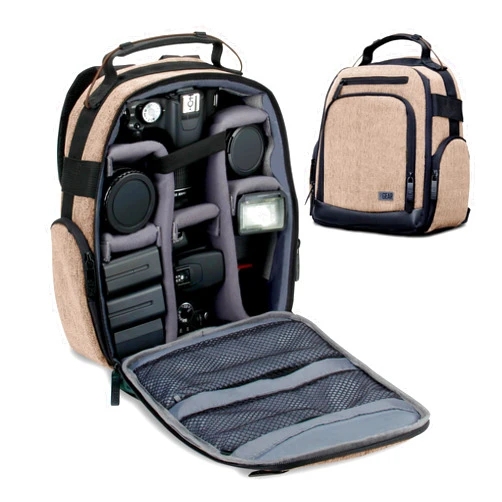 USA Gear Portable Camera Backpack for DSLR with Customizable Accessory Dividers, Weather Resistant Bottom and Comfortable Back Support - Compatible with Canon, Nikon, Sony, Fujifilm, and More (Brown)